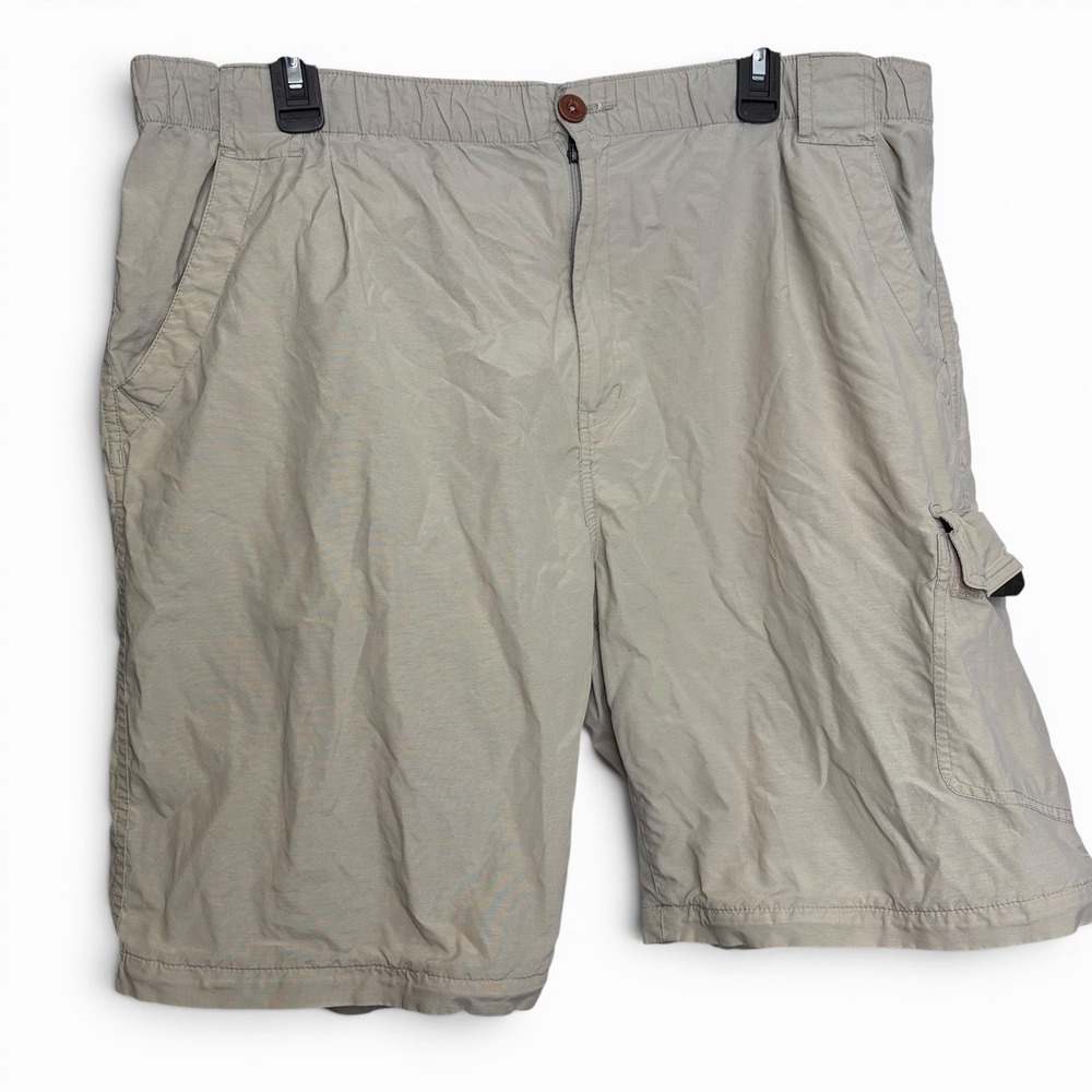 Simms Guide Series Shorts Men's XL Tan Nylon Cargo Stretch Waist Fishing READ